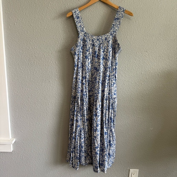 Old‎ Navy Blue Floral Sleeveless Midi Dress Size Large Tall - Picture 1 of 6
